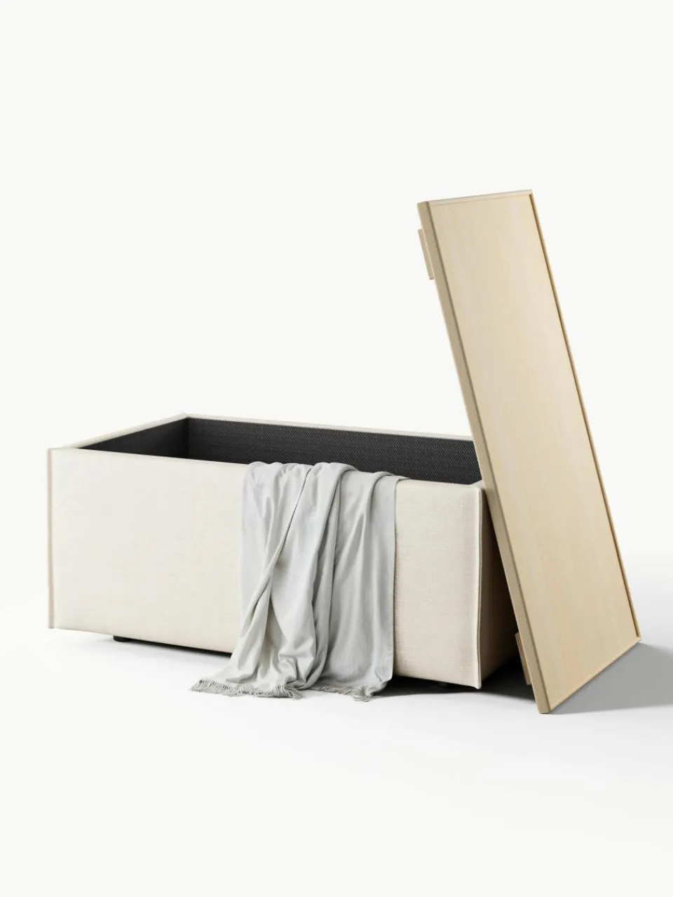 Voetenbank Lennon van linnenmix met opbergruimte^Westwing Collection Hot