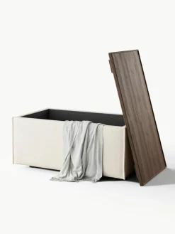 Voetenbank Lennon van linnenmix met opbergruimte^Westwing Collection Hot