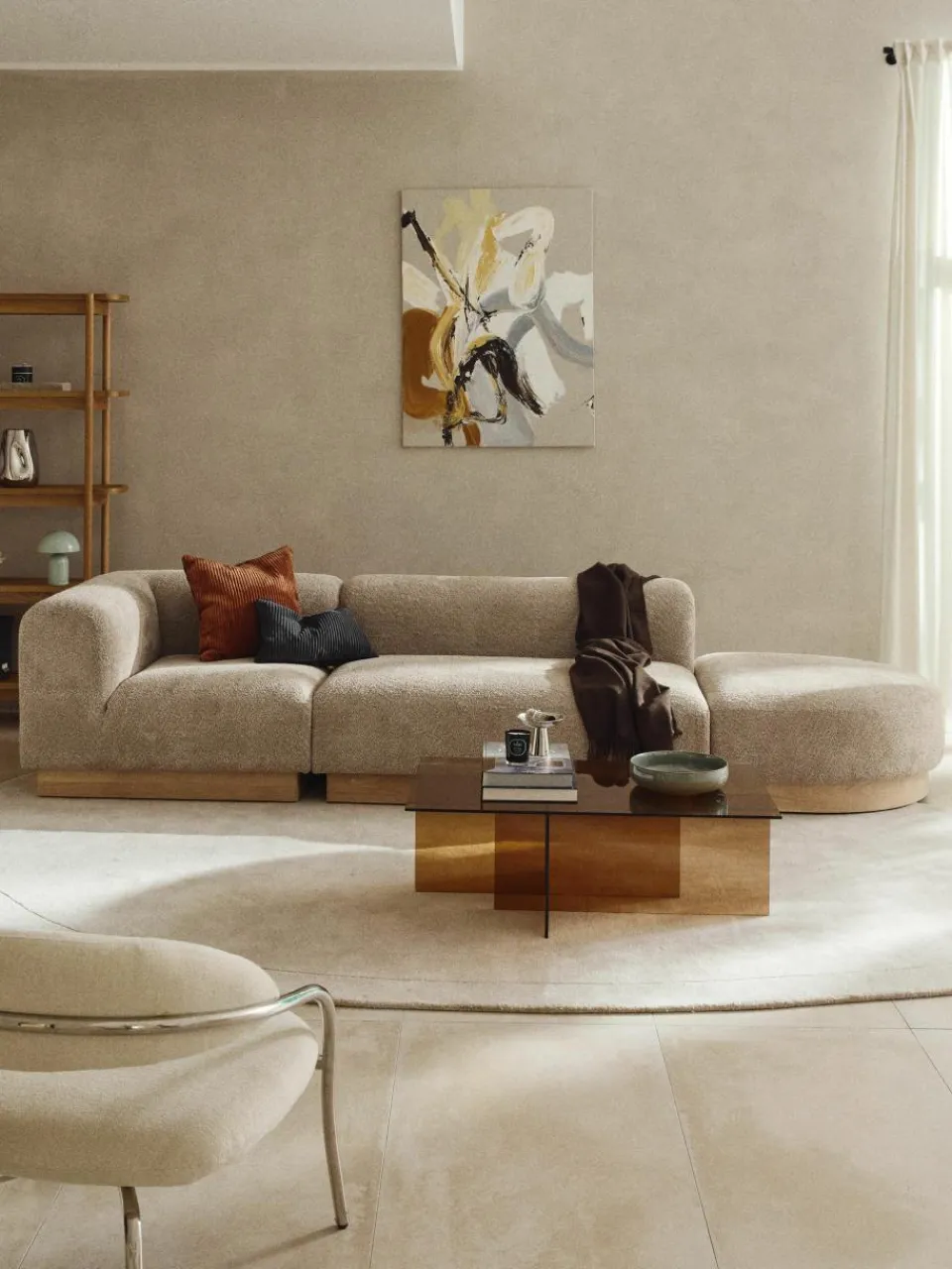 Voetenbank Natalie van teddy-bouclé^Westwing Collection Outlet