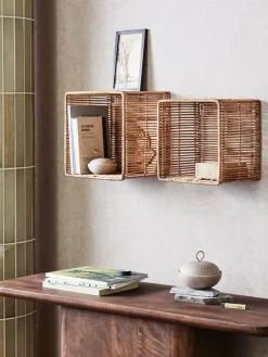 Vrijhangende boekenkasten Zeya van rotan, set van 2^Nordal Clearance