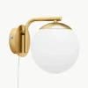 Wandlamp Grant met stekker van opaalglas^Westwing Best