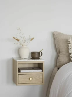 Wandnachtkastje Whitmore met marmeren blad^Rowico Outlet