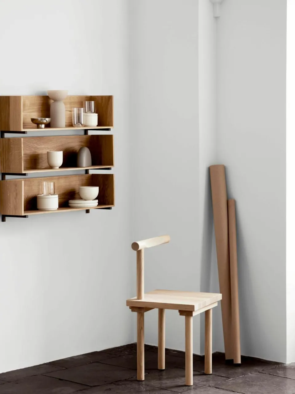 Wandplank Stack van eikenhout^Kristina Dam Fashion