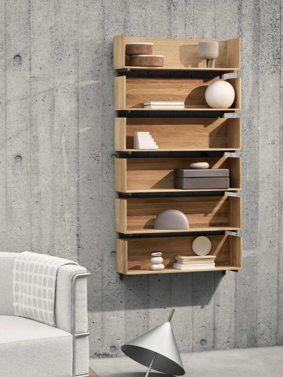 Wandplank Stack van eikenhout^Kristina Dam Fashion