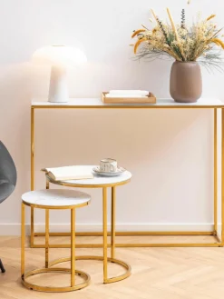 Wandtafel Aruba met glazen tafelbladen in marmerlook^Westwing Outlet