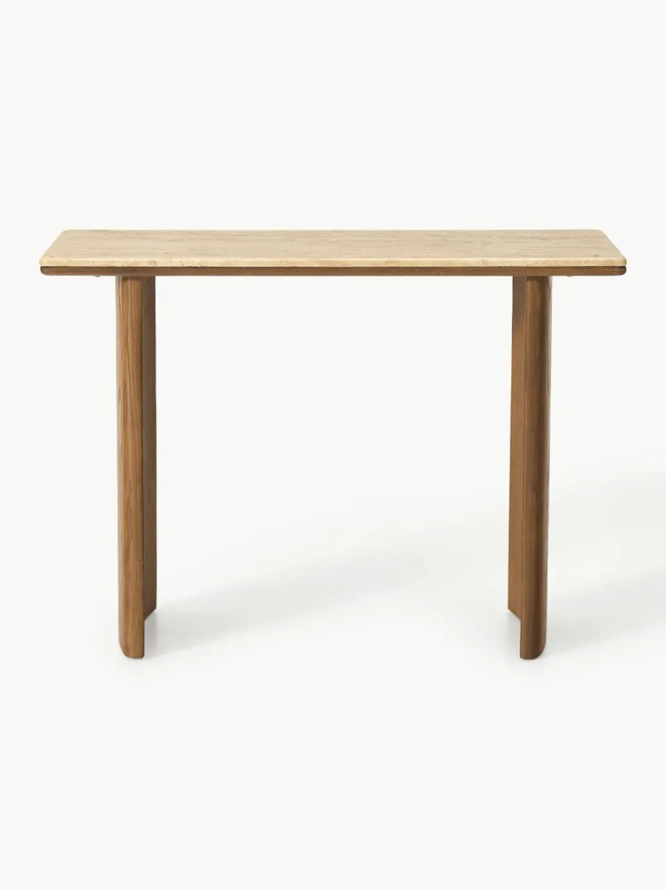 Wandtafel Chandler van eikenhout met travertin blad^Westwing Collection Fashion