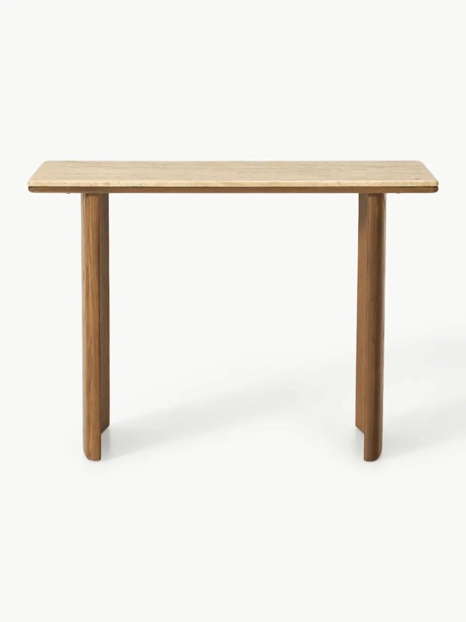 Wandtafel Chandler van eikenhout met travertin blad^Westwing Collection Fashion