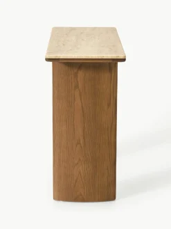 Wandtafel Chandler van eikenhout met travertin blad^Westwing Collection Fashion