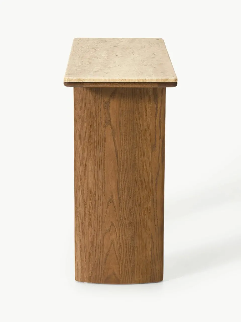 Wandtafel Chandler van eikenhout met travertin blad^Westwing Collection Fashion