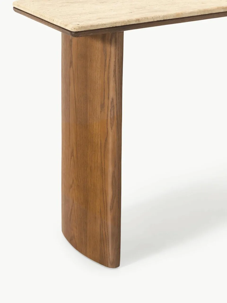Wandtafel Chandler van eikenhout met travertin blad^Westwing Collection Fashion