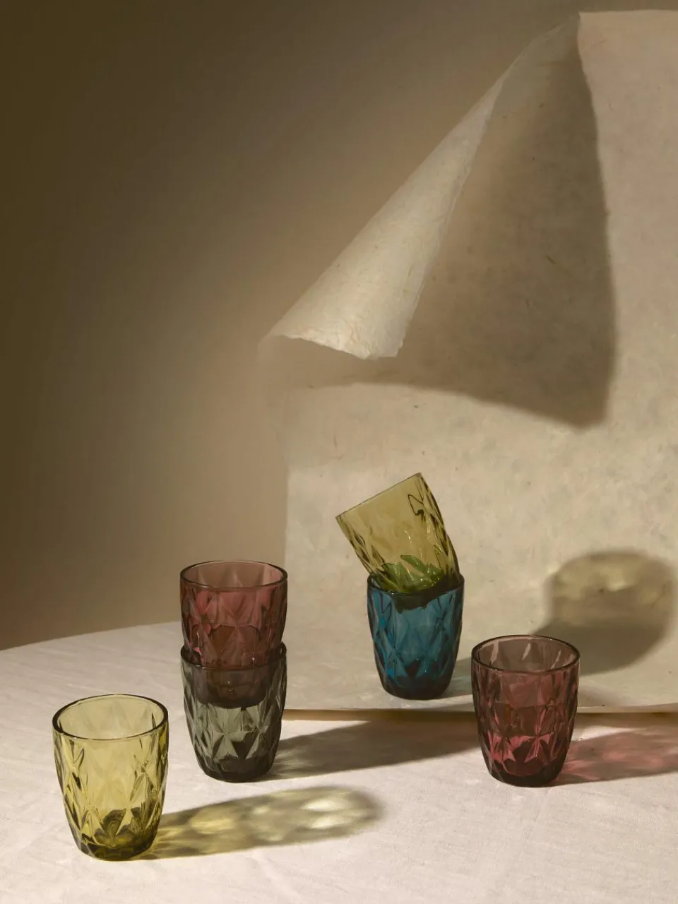 Waterglazen Colorado met structuurpatroon, 4 stuks^Westwing Collection Clearance