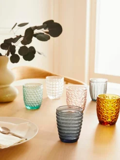 Waterglazen Geometrie met structuurpatroon, set van 6^Villa D'Este Home Tivoli Outlet