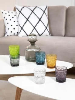 Waterglazen Marrakech met structuurpatroon, set van 6^Villa D'Este Home Tivoli Outlet