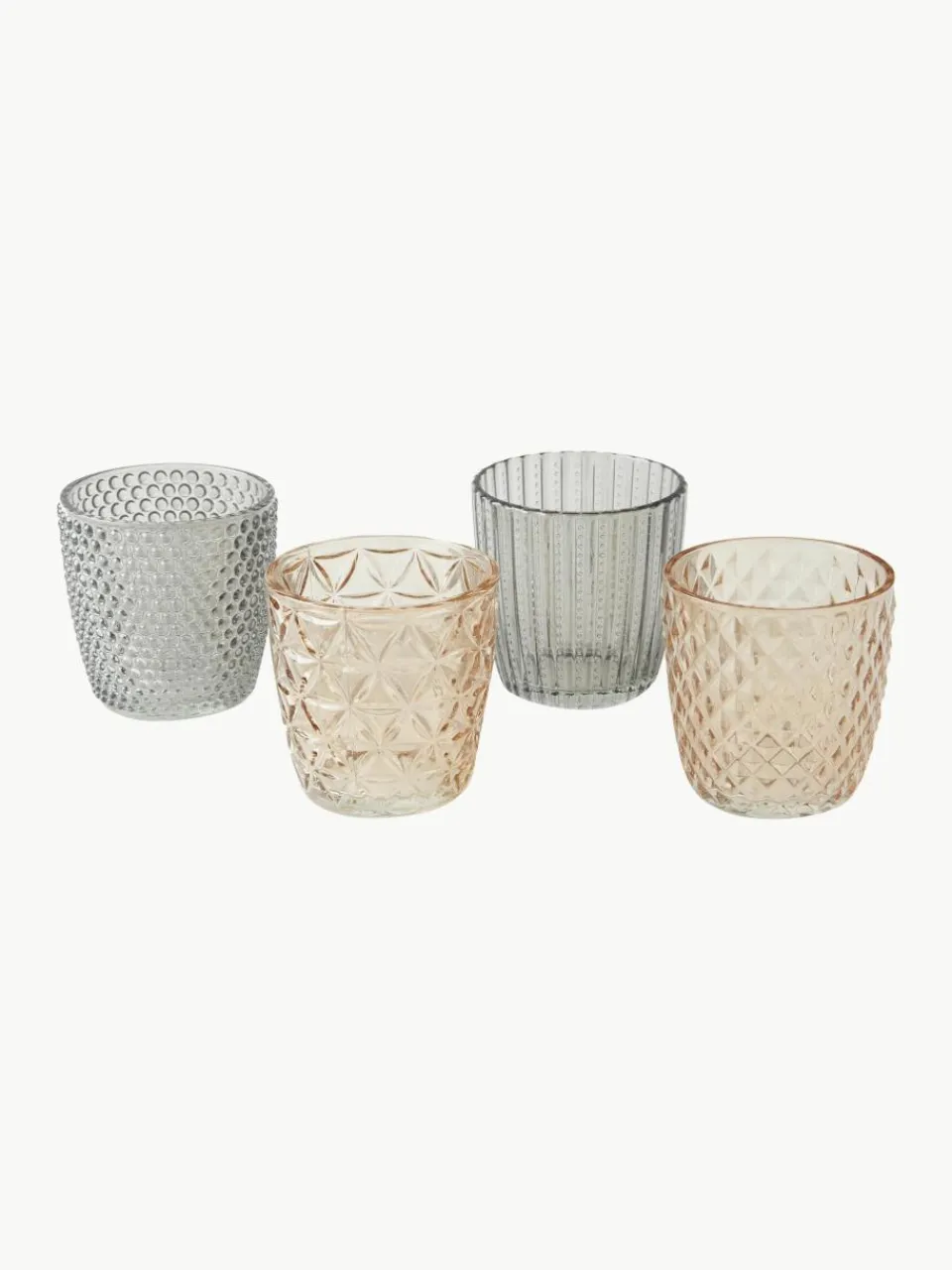 Waxinelichthouder Marilu van glas, set van 4^Westwing Fashion