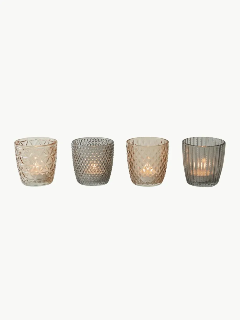 Waxinelichthouder Marilu van glas, set van 4^Westwing Fashion