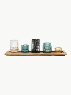 Windlichten Elviena met houten dienblad, set van 6^Bloomingville Clearance