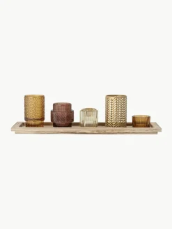 Windlichten Elviena met houten dienblad, set van 6^Bloomingville Discount