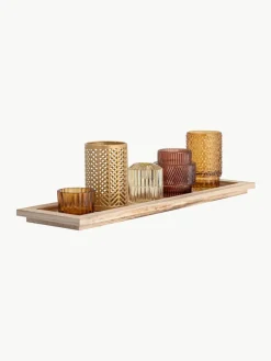 Windlichten Elviena met houten dienblad, set van 6^Bloomingville Discount