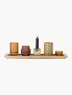 Windlichten Elviena met houten dienblad, set van 6^Bloomingville Discount