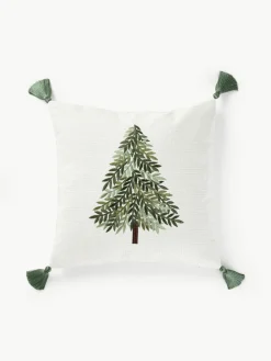 Winter geborduurde kussenhoes Imala met kwastjes^Westwing Collection New