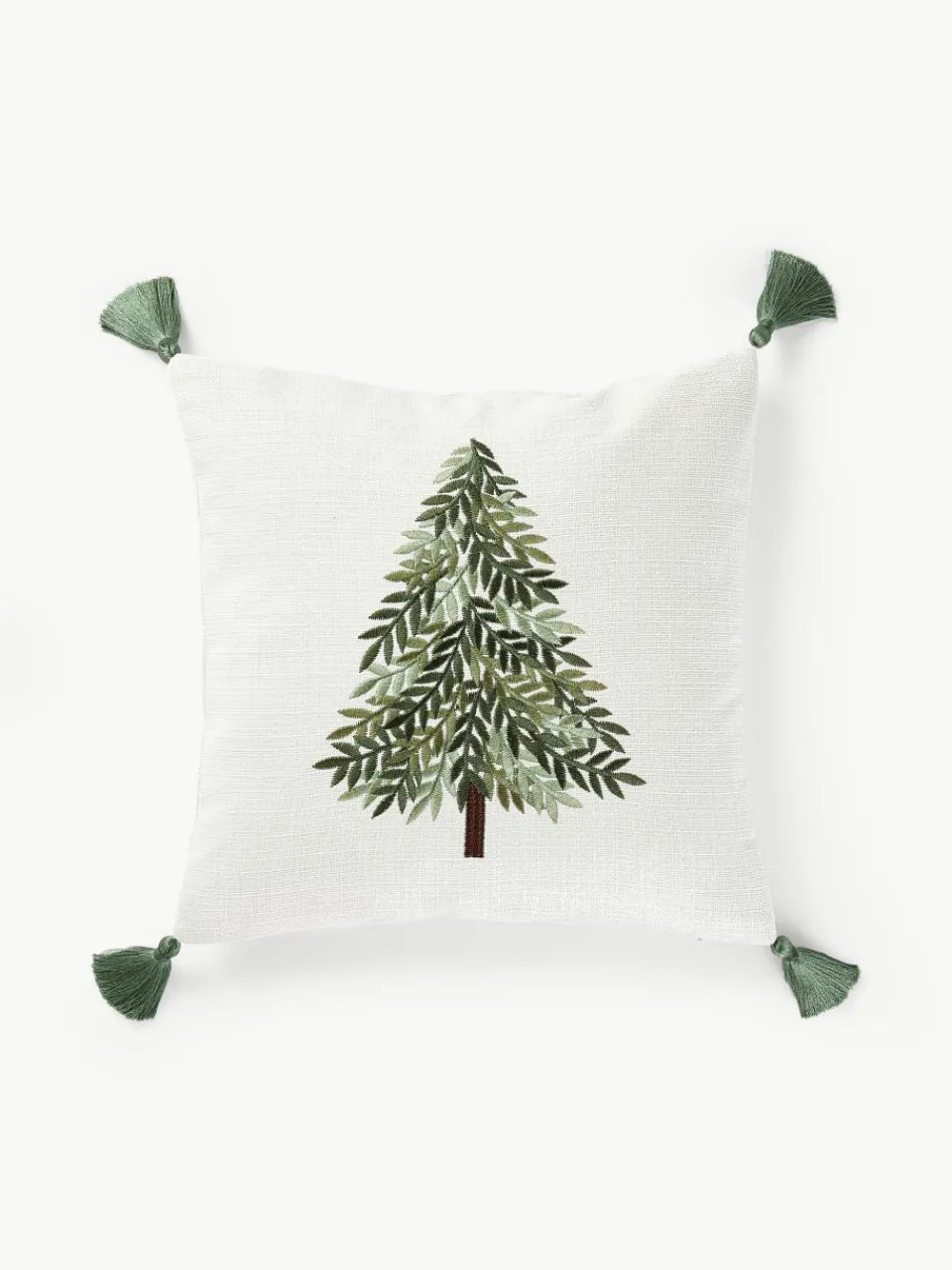 Winter geborduurde kussenhoes Imala met kwastjes^Westwing Collection New