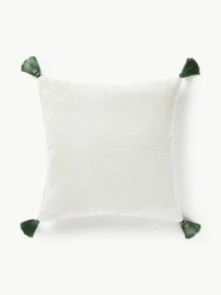 Winter geborduurde kussenhoes Imala met kwastjes^Westwing Collection New