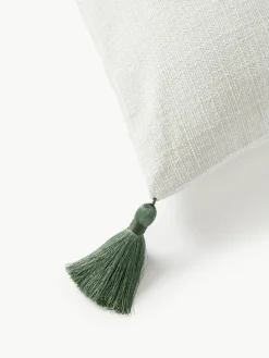 Winter geborduurde kussenhoes Imala met kwastjes^Westwing Collection New