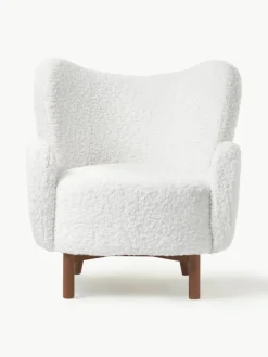 Witte teddy fauteuil Kalia^Westwing Collection Fashion