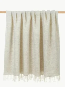 Wollen plaid Tirol met visgraatpatroon en franjes^Westwing Discount