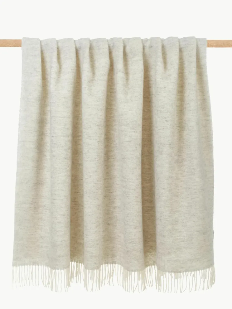 Wollen plaid Tirol met visgraatpatroon en franjes^Westwing Discount