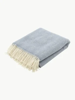 Wollen plaid Tirol met visgraatpatroon en franjes^Westwing Best