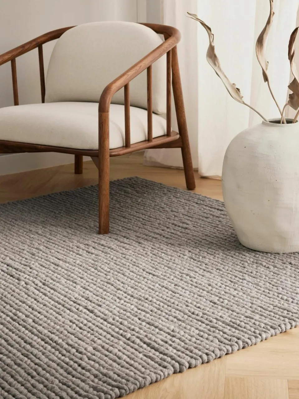 Wollen vloerkleed Bruna met gevlochten structuur^Westwing Collection Best