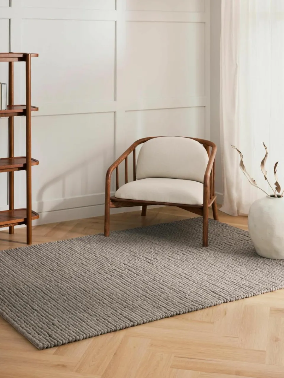 Wollen vloerkleed Bruna met gevlochten structuur^Westwing Collection Best