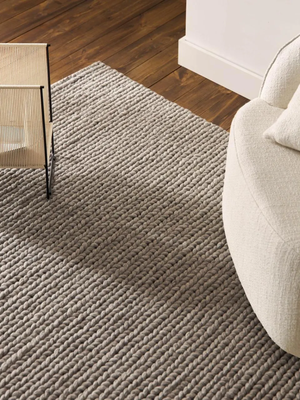 Wollen vloerkleed Bruna met gevlochten structuur^Westwing Collection Best