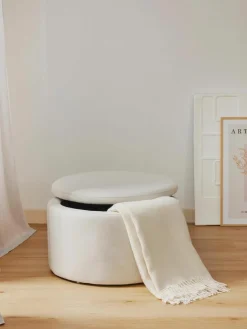 XL beklede poef Alida met opbergruimte^Westwing Collection Fashion