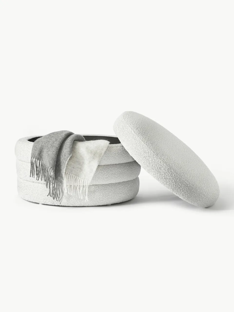 XL bouclé poef Alto met opbergruimte^Westwing Collection Online