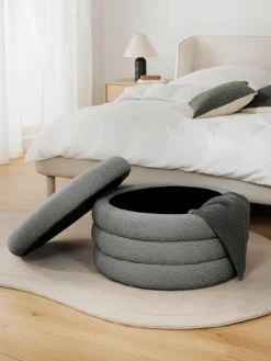 XL bouclé poef Alto met opbergruimte^Westwing Collection Best