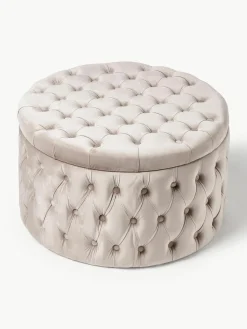 XL fluwelen poef Chiara met opbergruimte^Westwing Collection New
