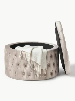 XL fluwelen poef Chiara met opbergruimte^Westwing Collection New