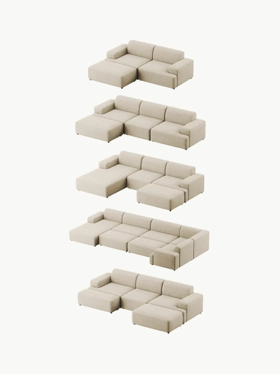 XL poef Melva van corduroy, B 116 x D 72 cm^Westwing Collection Clearance