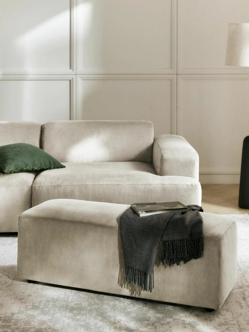 XL poef Melva van corduroy, B 116 x D 42 cm^Westwing Collection Online