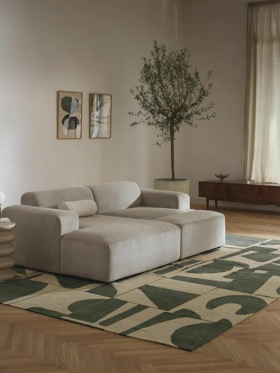 XL poef Melva van corduroy, B 116 x D 42 cm^Westwing Collection Online