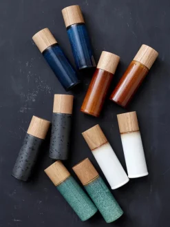 Zout- en pepermolen met houten deksel, 2-delig^BITZ Discount